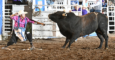 Clay Heger is a four-time nominee for PRCA Bullfighter of the Year and is one of several pieces of the Gem State Classic Pro Rodeo, which has been nominated for Small Rodeo of the Year. (PHOTO BY AMANDA DILLWORTH)