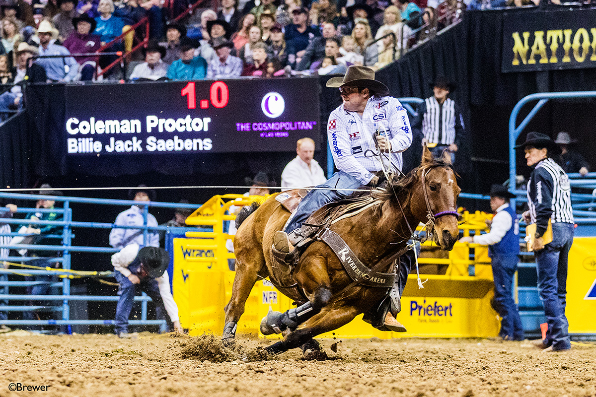 Coleman Proctor parlayed a big victory at The American into his fifth qualification to the National Finals Rodeo, where he will enter in third place in the world standings. (PHOTO BY TODD BREWER)
