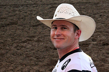 Nathan Jestes is all smiles about returning to Dodge City for Roundup Rodeo, which begins with Dodge City Xtreme Bulls on Tuesday, July 28, and continues through the championship round on Sunday, Aug. 2. 