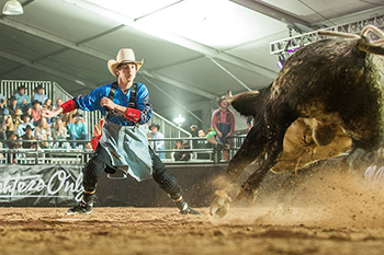 Second-generation bullfighter Miles Barry will compete in front of his hometown crowd on Saturday night in Kennewick. (TODD BREWER PHOTO)