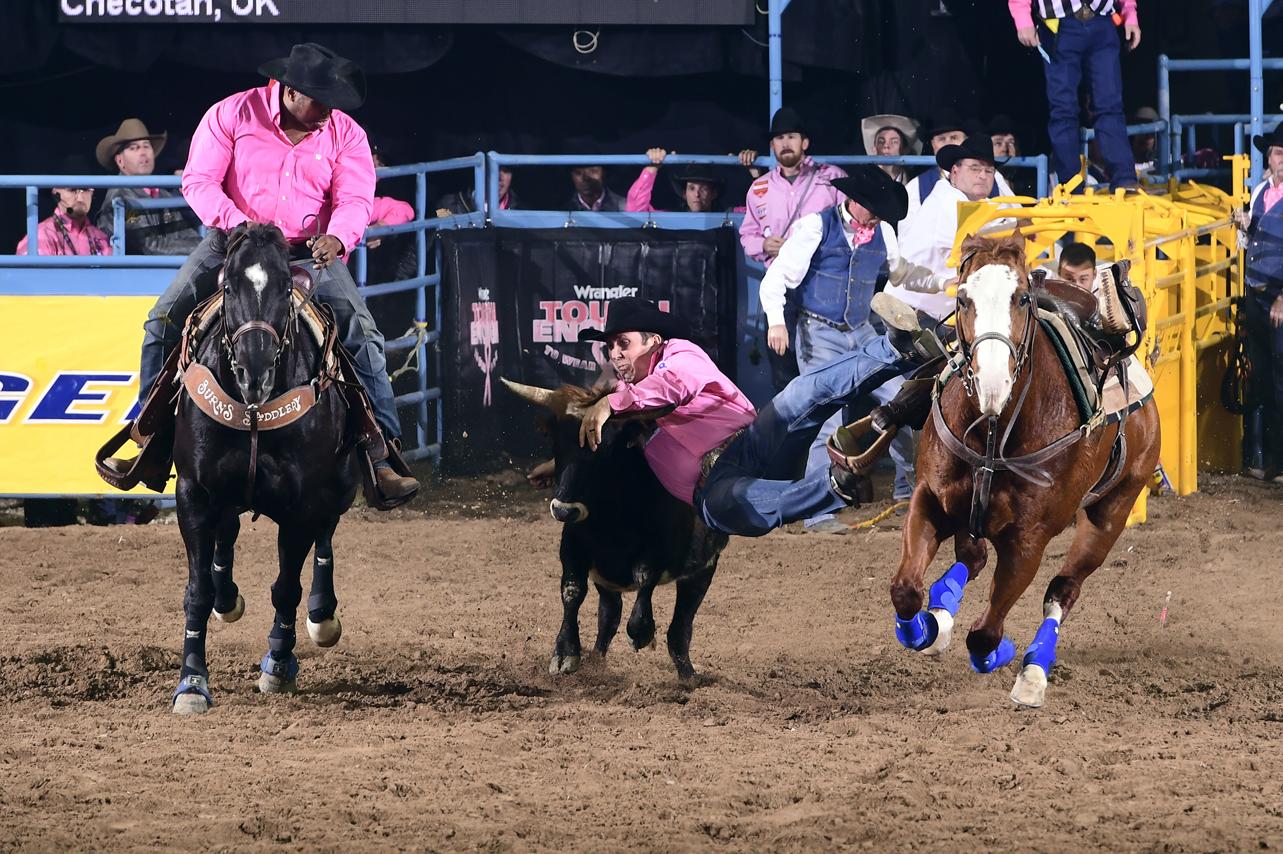 Riley Duvall will ride into Las Vegas for his third National Finals Rodeo qualification as the No. 7-ranked steer wrestler in the world standings. (PHOTO BY JAMES PHIFER)