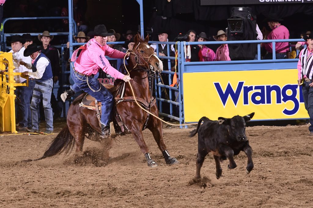 Ryan Jarrett earned his first two National Finals Rodeo qualifications in 2005, in steer wrestling and tie-down roping, and earned the all-arould world title that year. He returns to the NFR for the 12th time and is seeking his second gold buckle. (PRCA PRORODEO PHOTO BY JAMES PHIFER)