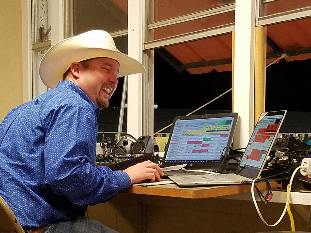 Sound director Josh "Hambone" Hilton is one of several award winners who works the annual Austin County Fair's rodeo every October.