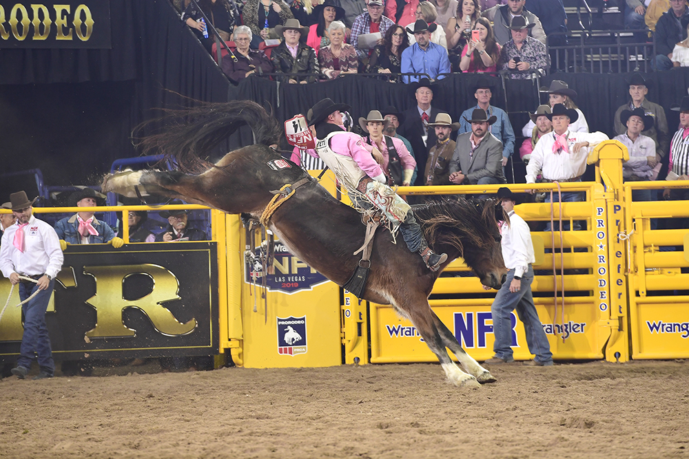 Richmond Champion scored 89 points on Pickett Pro Rodeo's Top Flight to finish sixth in Monday's fifth round of the National Finals Rodeo. (PRCA PRORODEO PHOTO BY JAMES PHIFER)