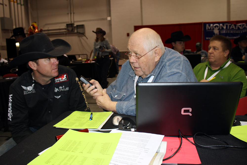 The media room at the National Finals Rodeo has been home to greatness over the years, including 25-time world champion Trevor Brazile visiting with the late Ed Knocke after the 10th round in 2011.