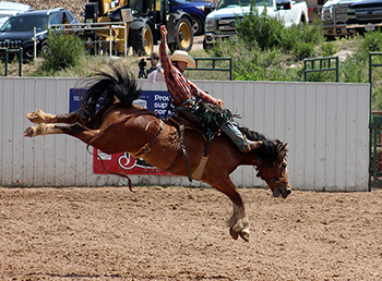 Roper Kiesner is within reach of winning his first Prairie Circuit year-end championship in saddle bronc riding. He is third in the standings but is less than $600 behind the leader, Jake Finlay. 