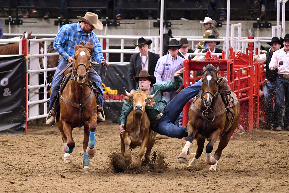 Jacob Edler, an Iowa farm boy turned cowboy and professional steer wrestler, has qualified for the National Finals Rodeo for the first time and will utilize his years years on the farm and the work ethic he's gained through that in his efforts to chase the world championship. (PHOTO BY ROBBY FREEMAN)