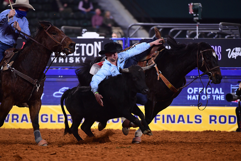 Bridger Anderson closed out his first National Finals Rodeo by finishing sixth in the average race. (PHOTO BY JAMES PHIFER)